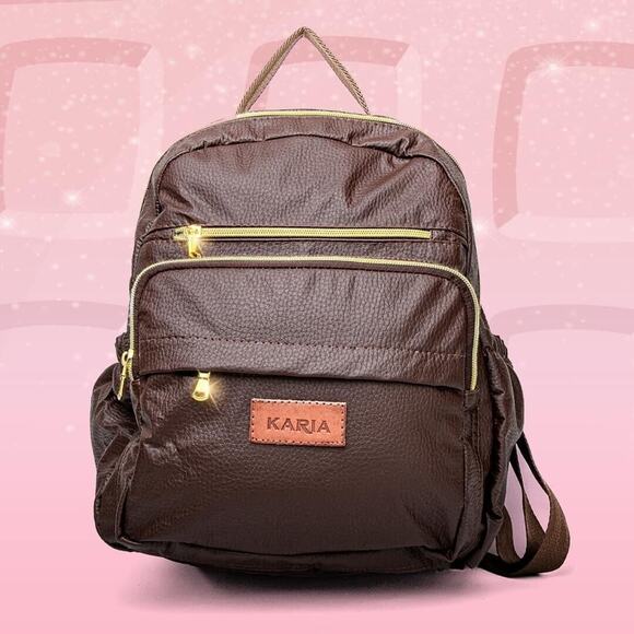 KARIA Women\'s Fashion Backpack Purse Brown Brand New High Quality Great Gift NEW main image 10